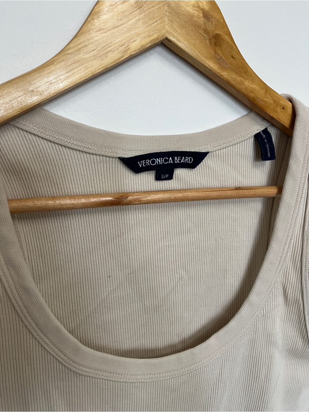 Veronica Beard Tan Ribbed Racerback Tank Top Size Small - Picture 2 of 4